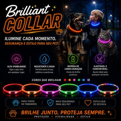 Brilliant Collar - Coleira Iluminada - Ache seu pet no escuro!